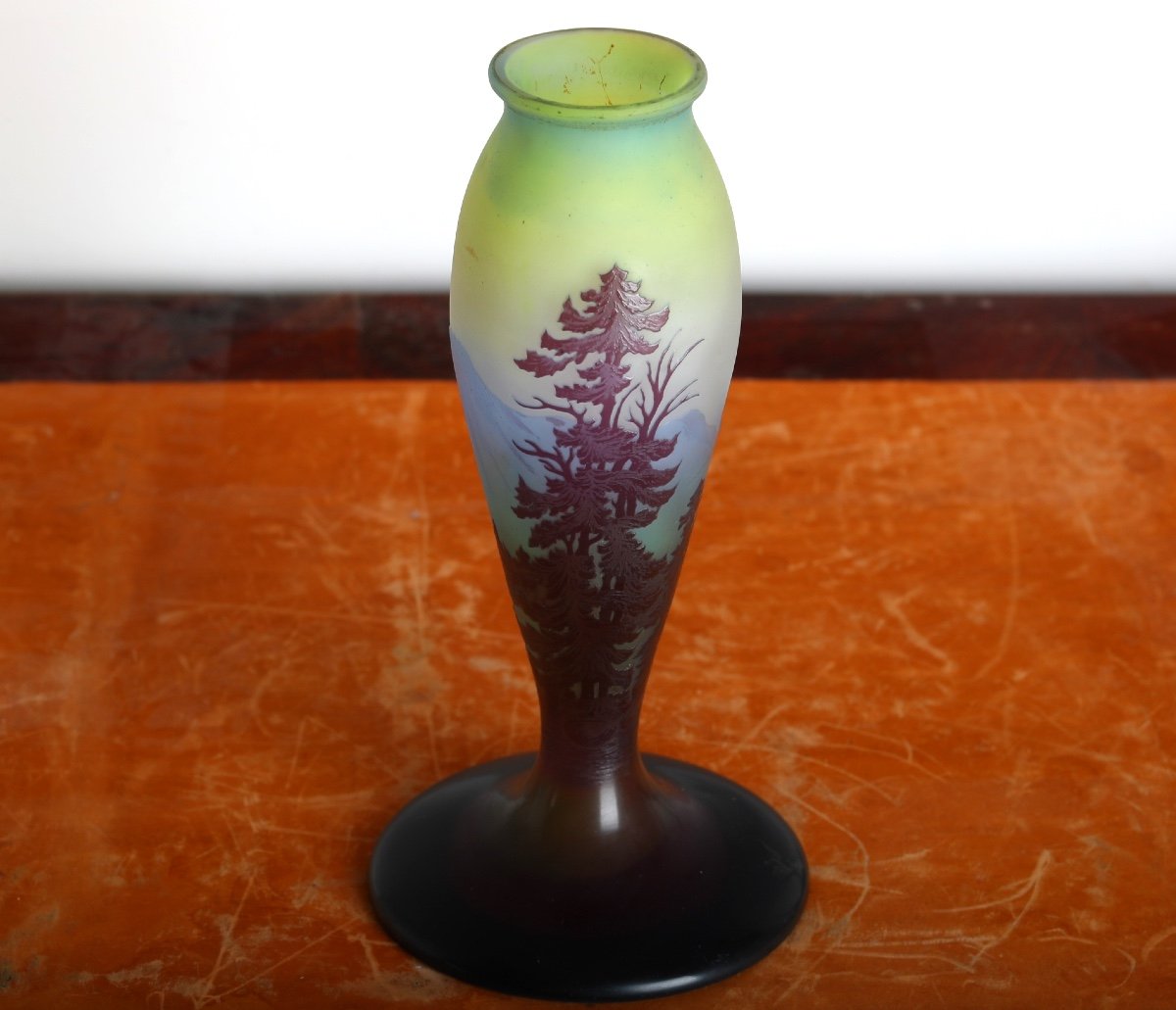 Vase Emile Gallé Nancy paysage Vosgiens Circa 1900 Art Nouveau Era Daum, Muller, d'Argental-photo-6