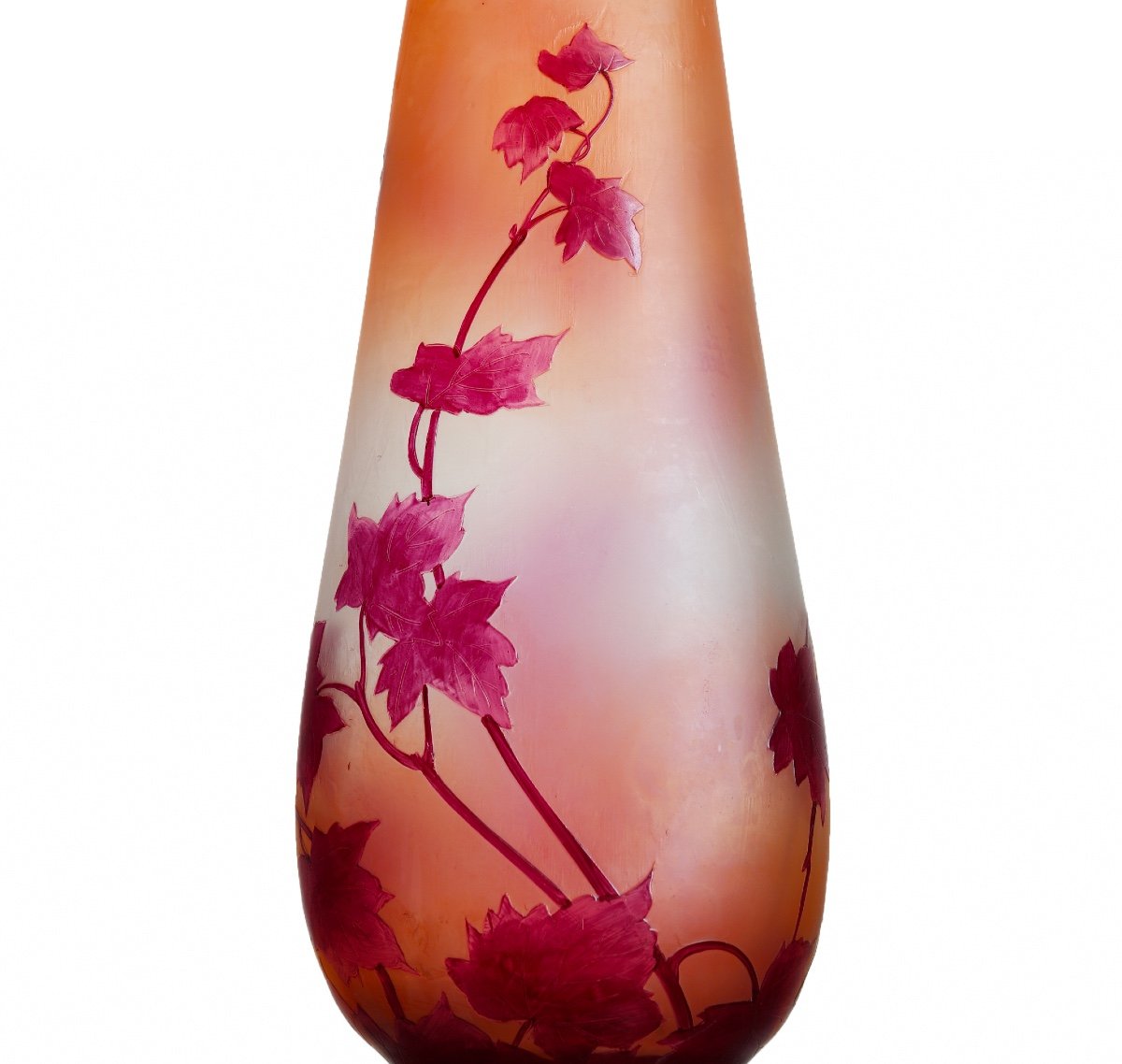 Large Trilobed Vase 1910 Ruby 42 Cm By François-théodore Legras (1839-1916) - Art Nouveau-photo-4