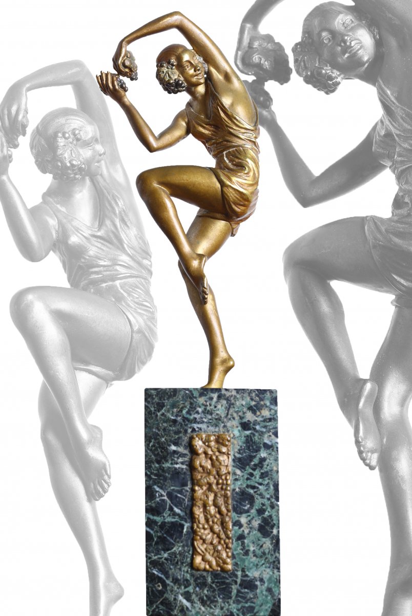 Bronze Danseuse de printemps Aux Raisins De Pierre Le Faguays (1892-1935) Circa 1925 Art Deco