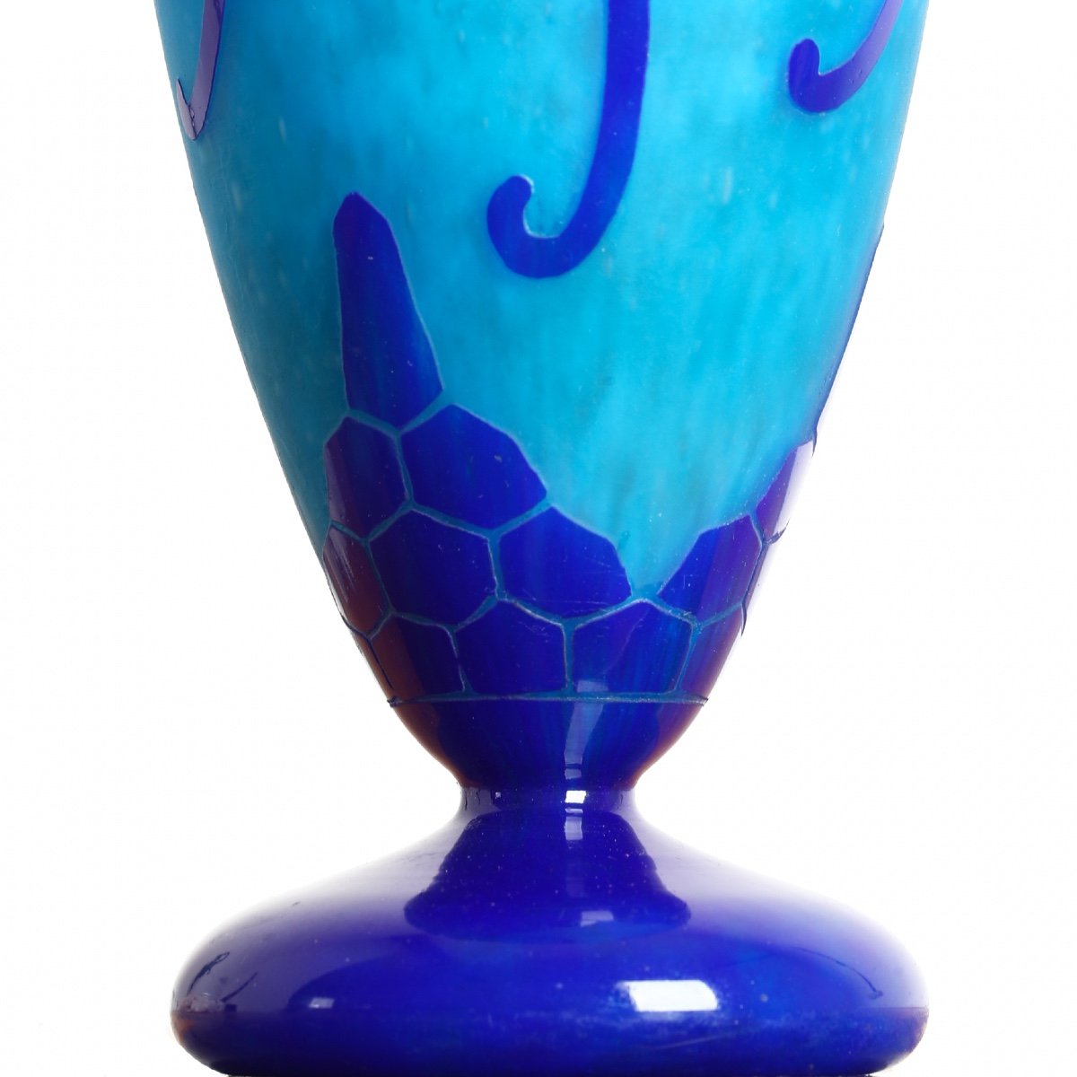 Vase Au Décor Azurette Charles Schneider, Le Verre Français Circa 1923-photo-3