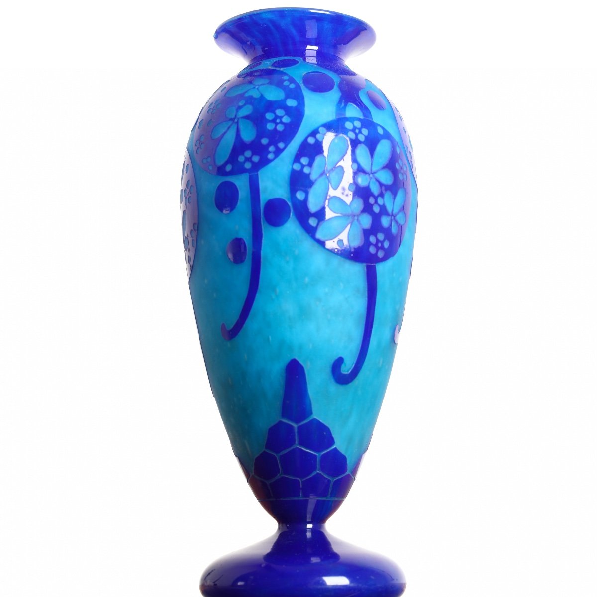 Vase Au Décor Azurette Charles Schneider, Le Verre Français Circa 1923-photo-4