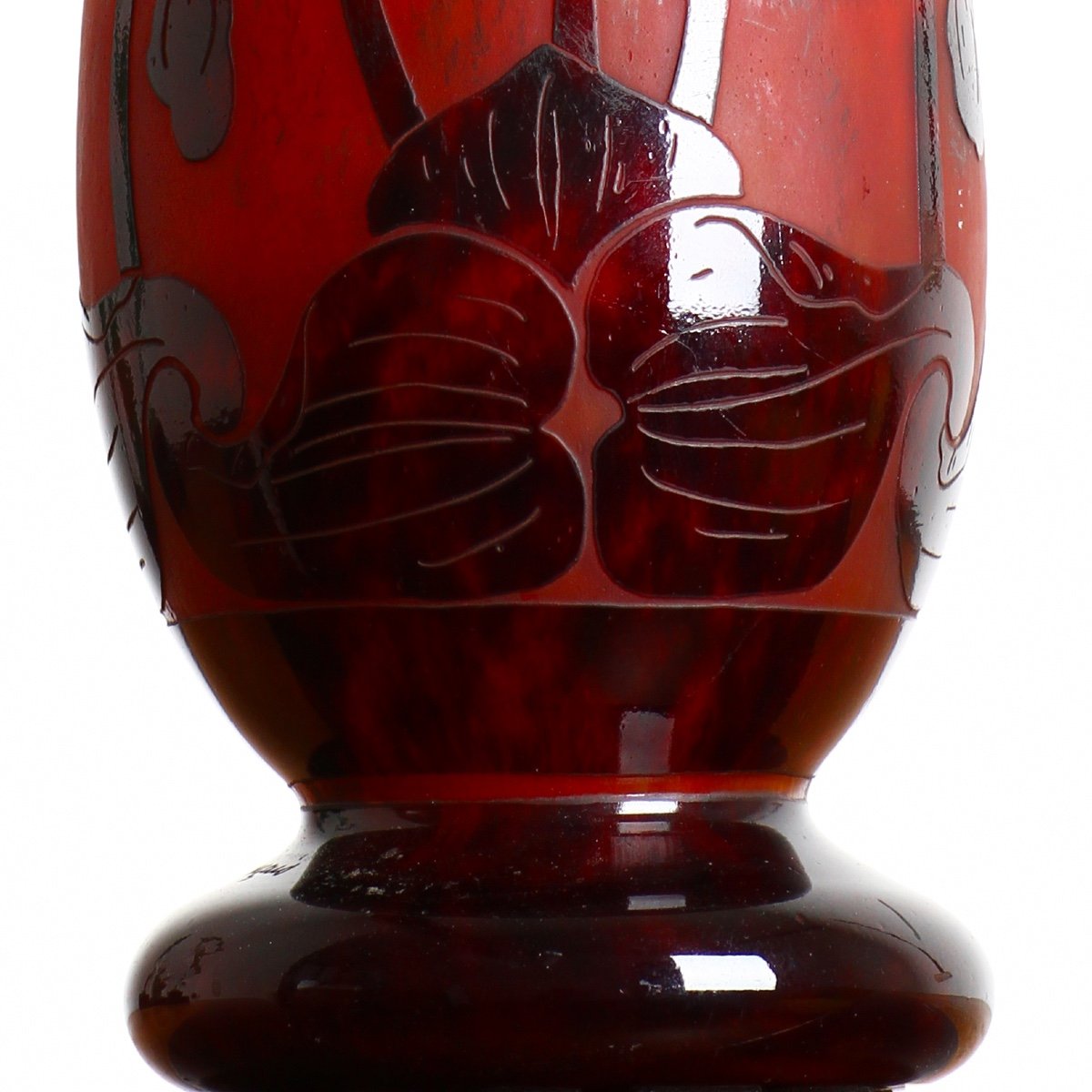 Very Large Vase Glass Campanules French Glass Charles Schneider 1922-1925 Art Deco - 21.85 Inch-photo-3