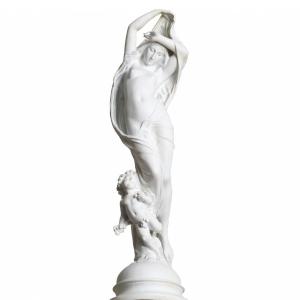 Grande Sculpture Biscuit "allégorie Du Soir" Par Mathurin Moreau (1822-1912) - Circa 1900 Clear