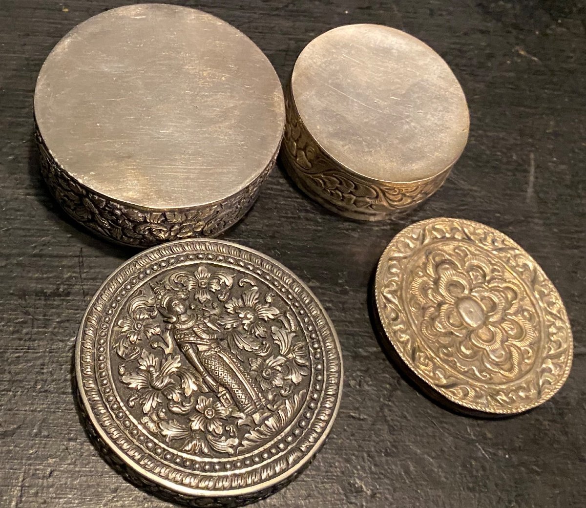 Two Small Silver Metal Boxes, Indochina-photo-1