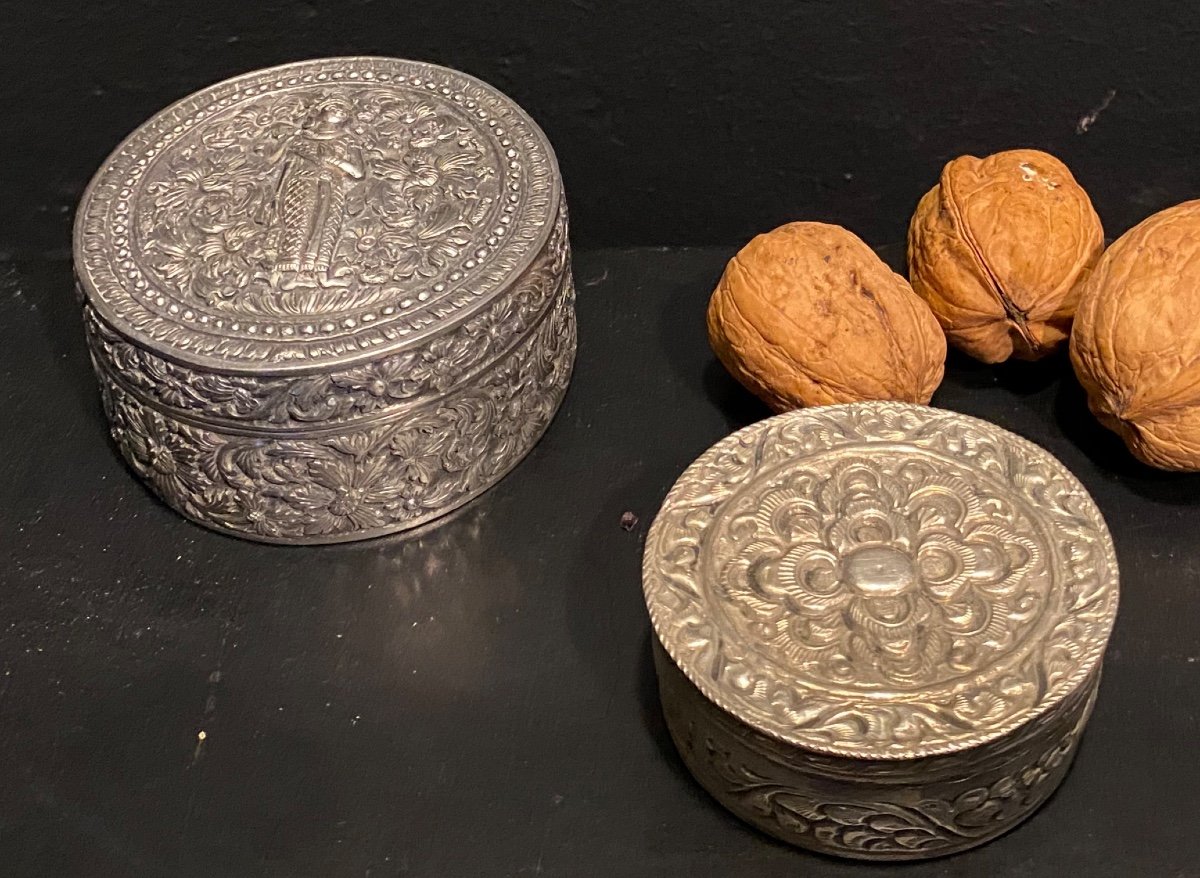 Two Small Silver Metal Boxes, Indochina