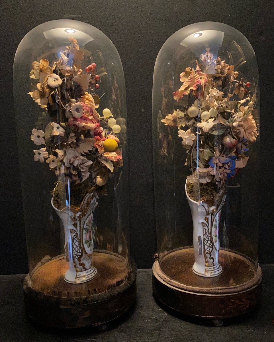 Two Bouquets Under Globe-photo-1