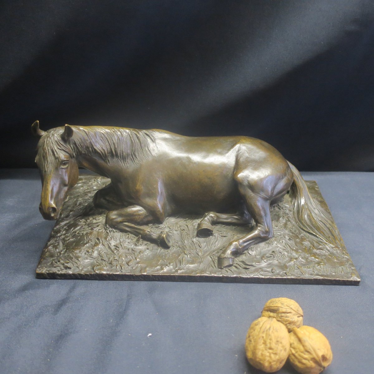 Cheval Couché En Bronze De N Golejewski-photo-6