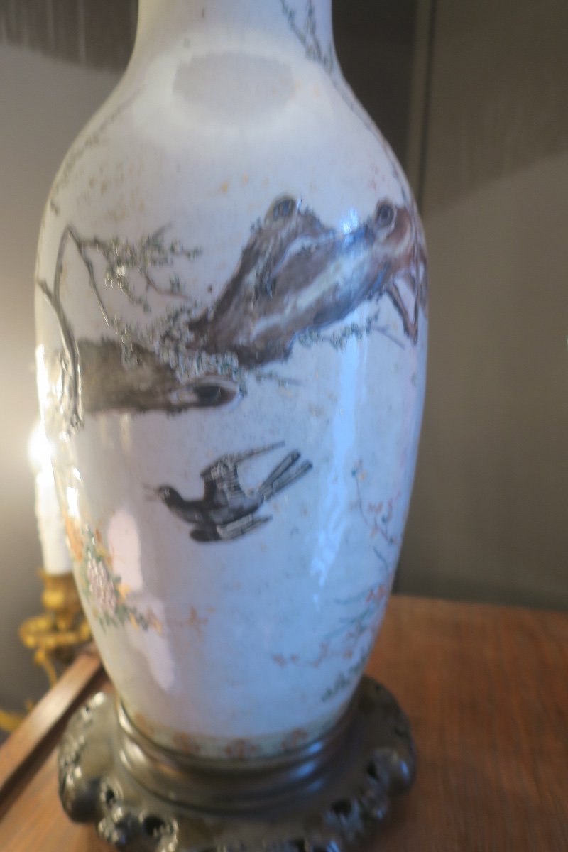 Large Chinese Vase Mounted As A Lamp-photo-3