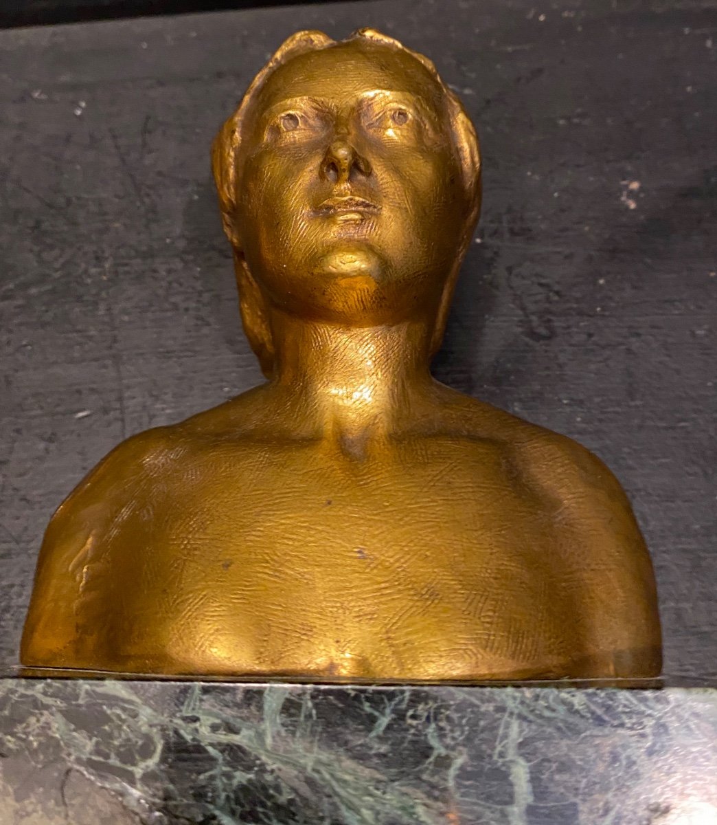 Bust Of Young Woman In Bronze Signed Bourceret-photo-5