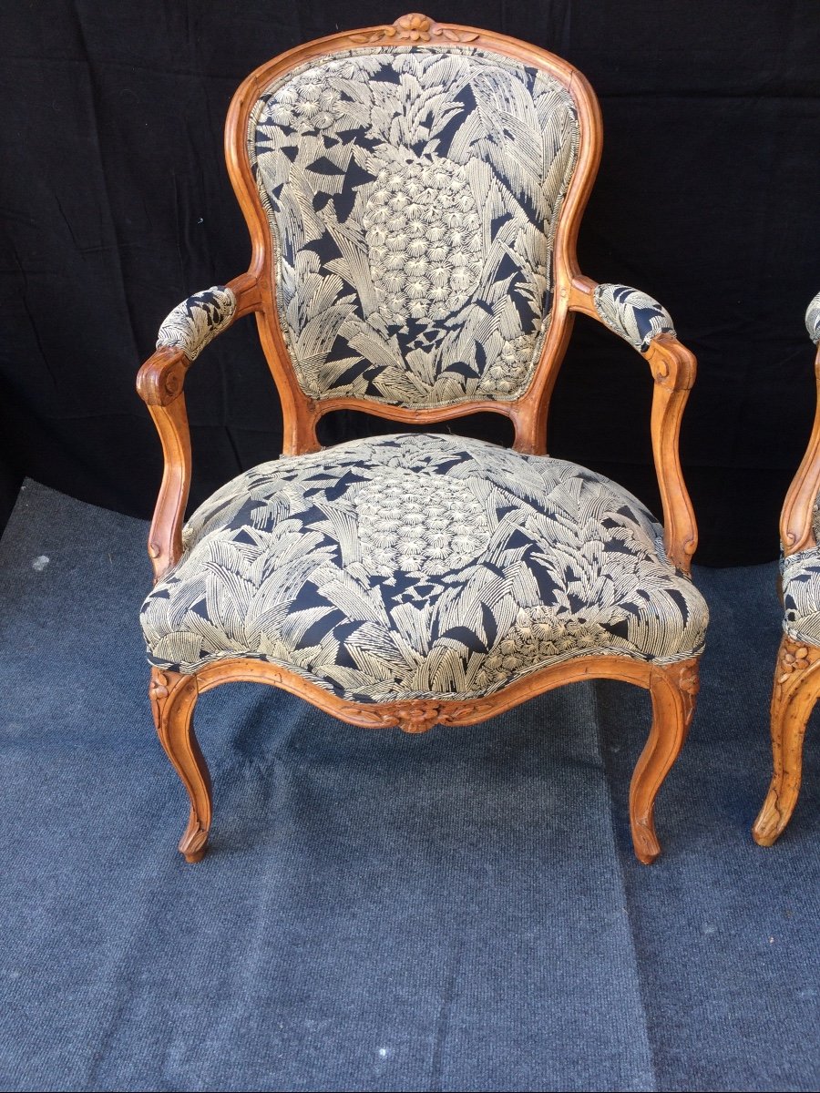 Pair Of Louis XV Cabriolet Armchairs-photo-3