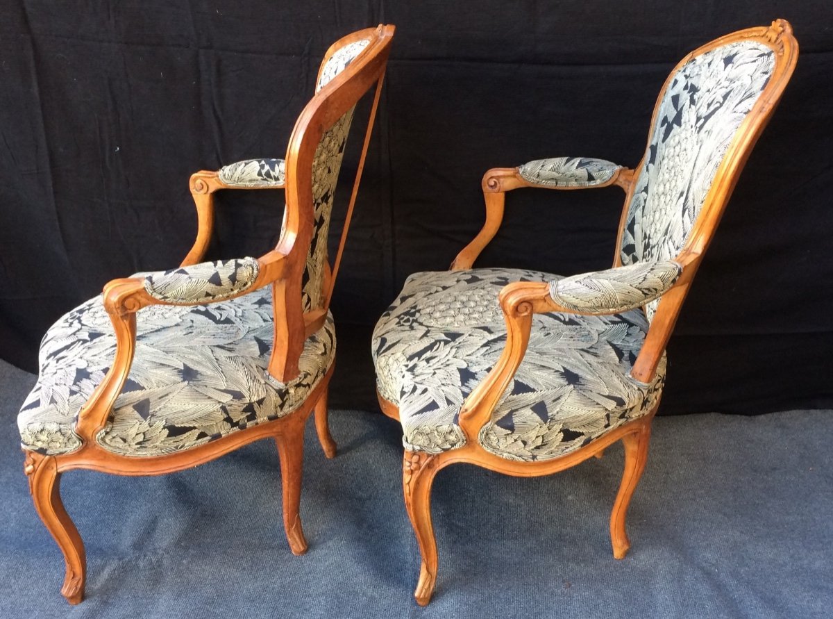 Pair Of Louis XV Cabriolet Armchairs-photo-5