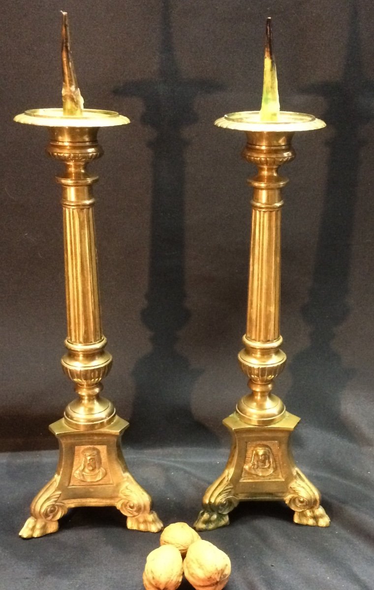 Pair Of Small Candlestick Peaks In Bronze