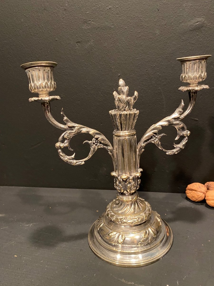 Pair Of Silver Bronze Candlesticks-photo-2