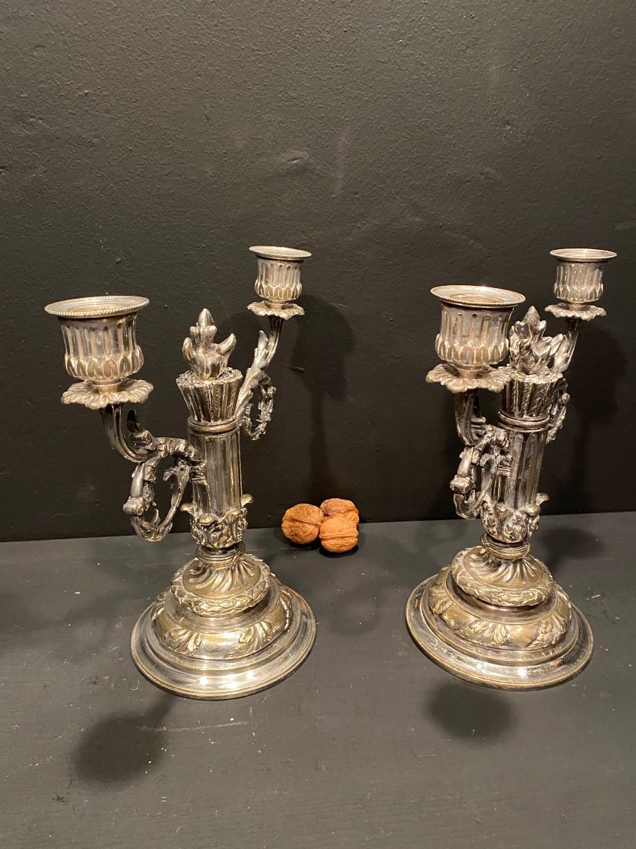 Pair Of Silver Bronze Candlesticks-photo-4