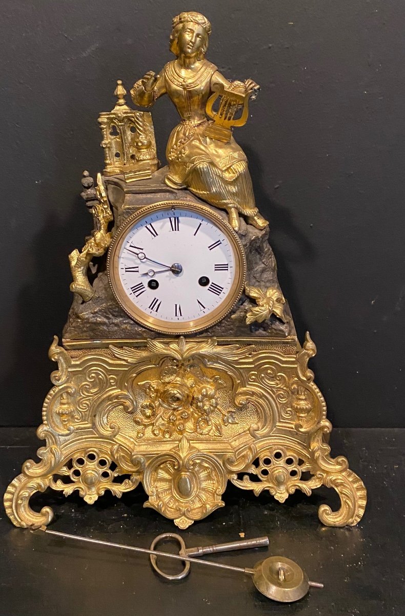 Troubadour Style Clock, 19th Century-photo-3