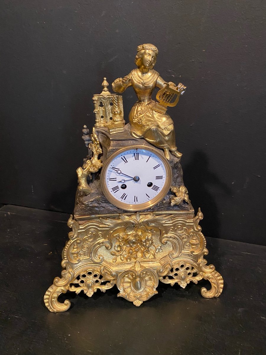 Troubadour Style Clock, 19th Century-photo-4