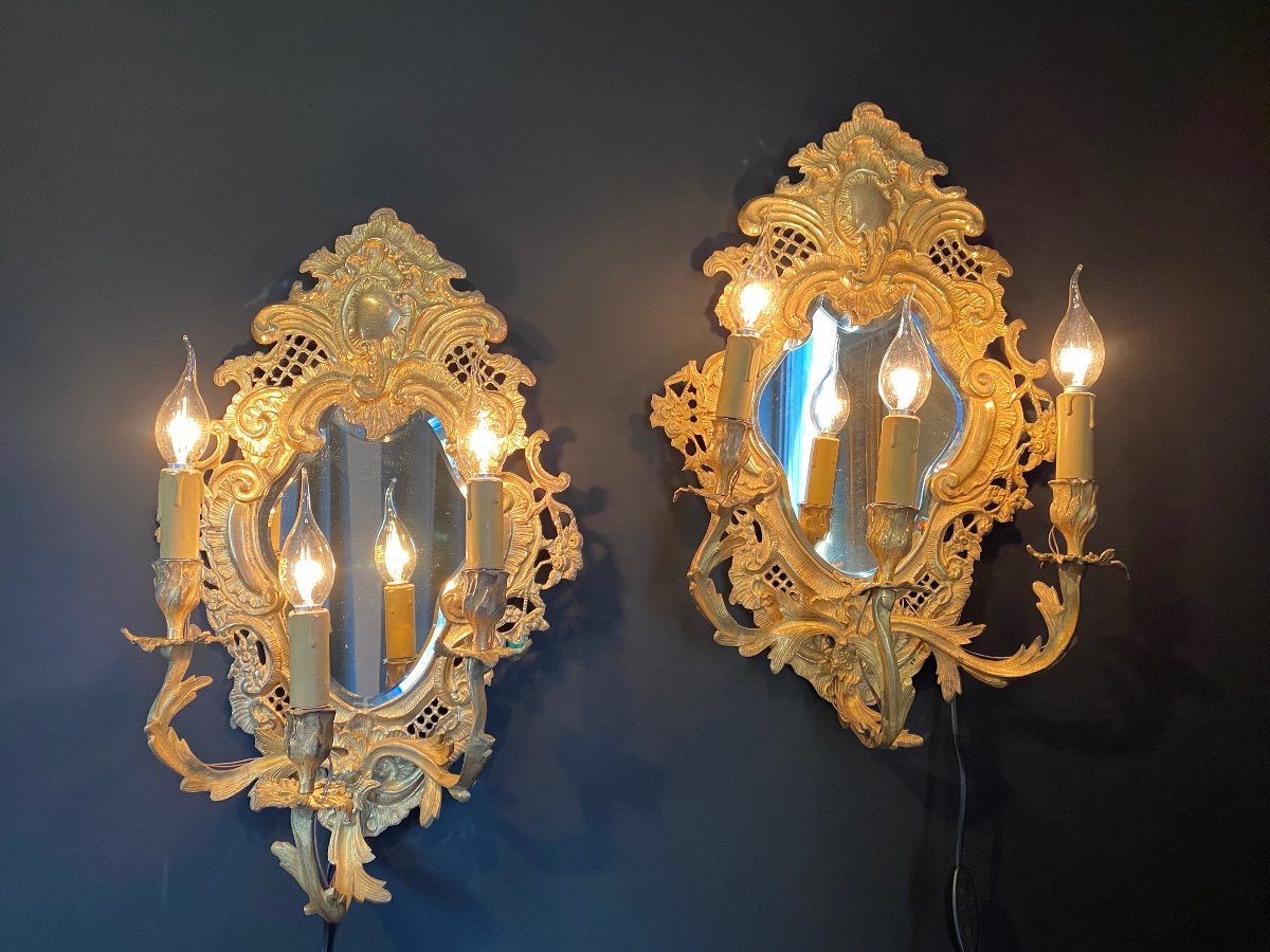 Pair Of Sconces With Ice Background