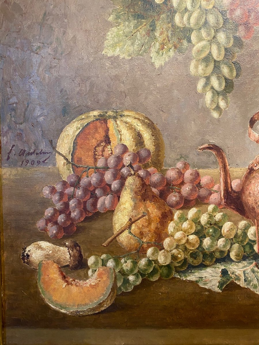 Painting, Still Life Painting With Grapes.-photo-2