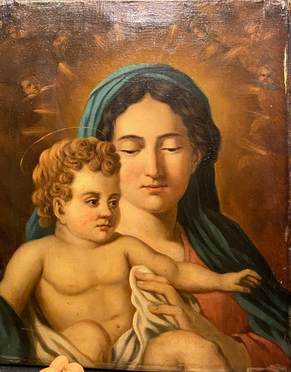 Tableau, Peinture De La Vierge à l'Enfant-photo-2