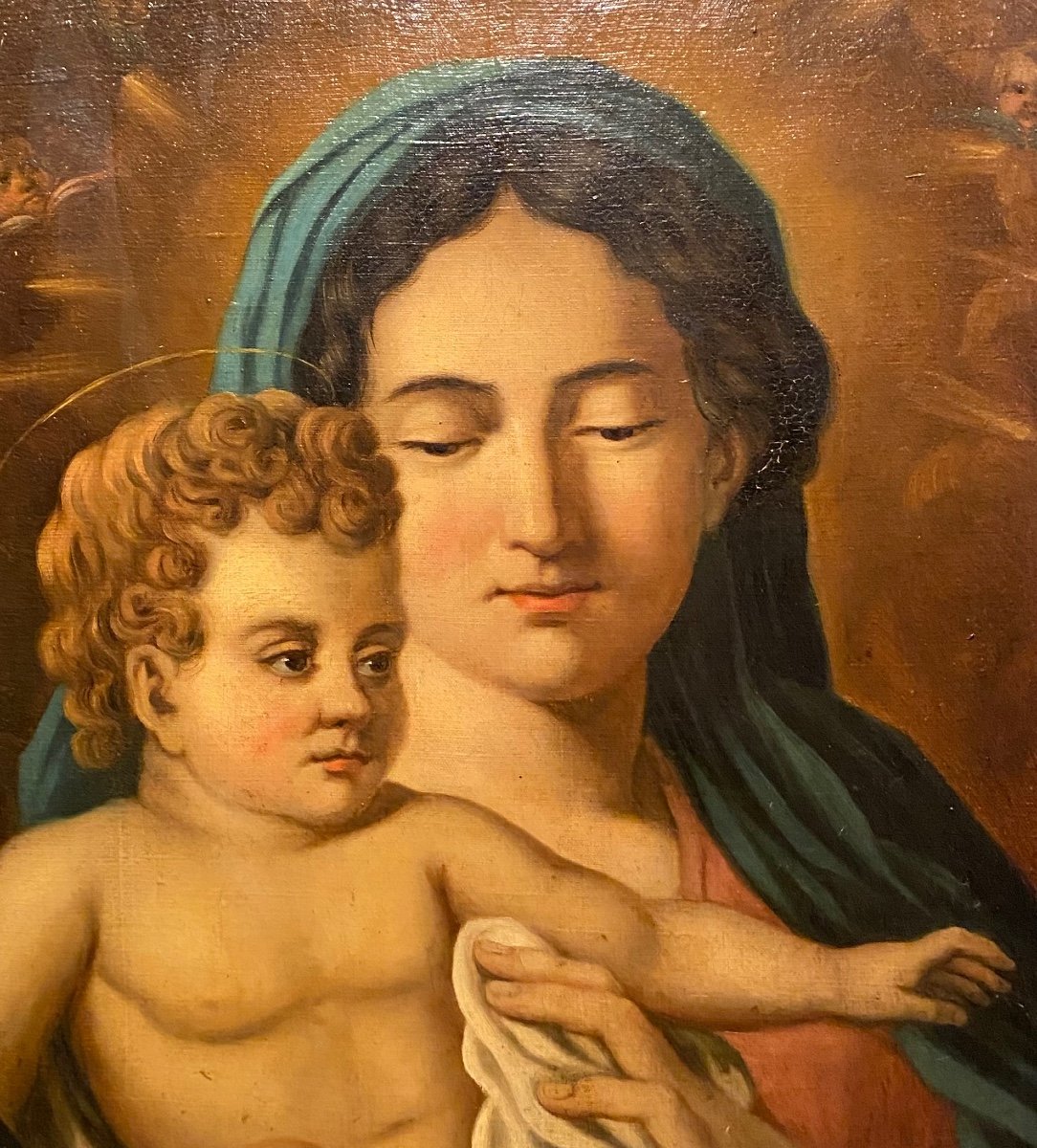 Tableau, Peinture De La Vierge à l'Enfant-photo-3