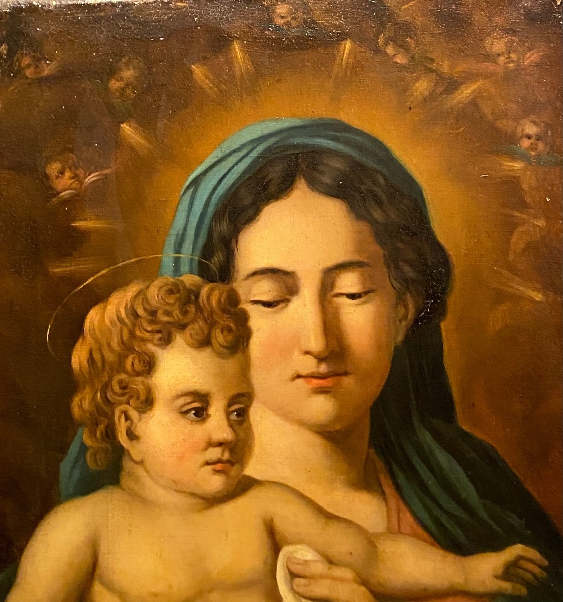 Tableau, Peinture De La Vierge à l'Enfant-photo-4