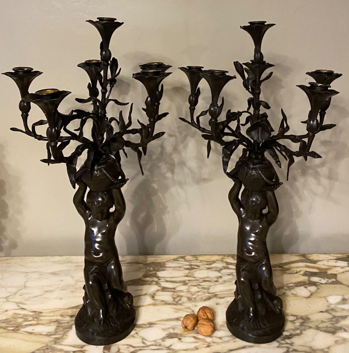 Pair Of Bronze Candelabra From Daubree-photo-4