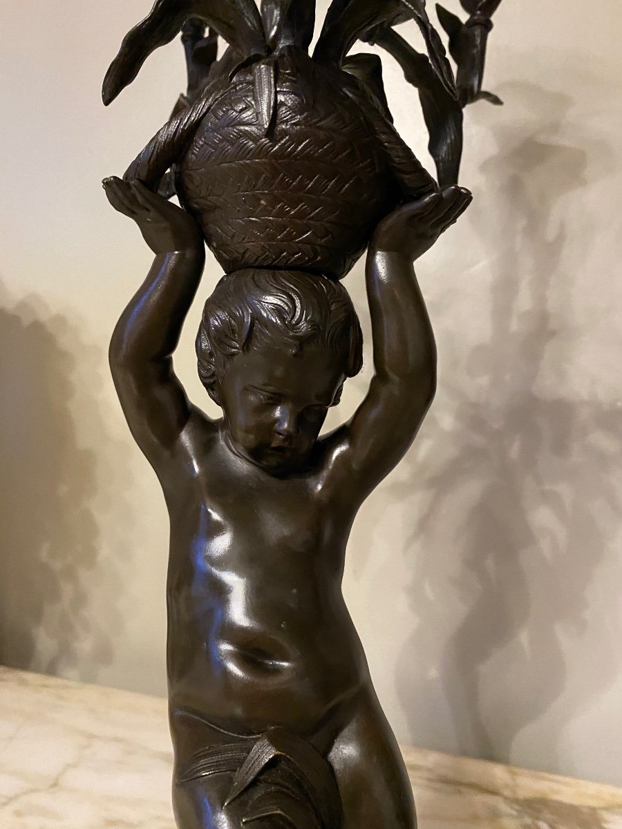 Pair Of Bronze Candelabra From Daubree-photo-2