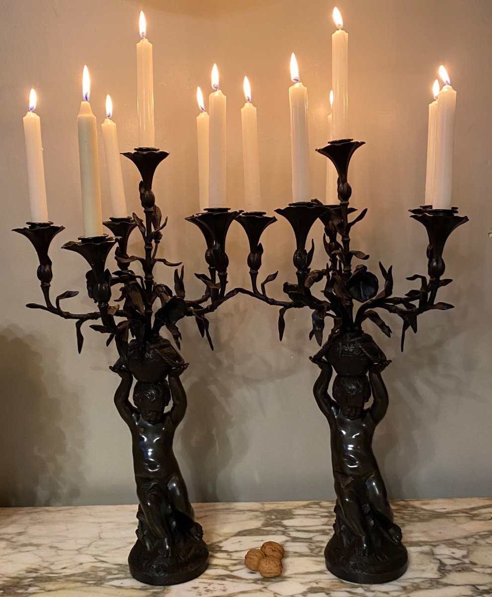 Pair Of Bronze Candelabra From Daubree