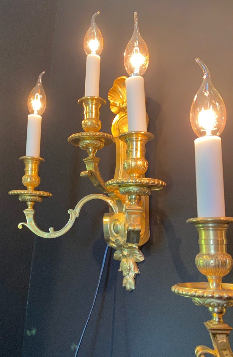 Pair Of Gilt Bronze Sconces-photo-3