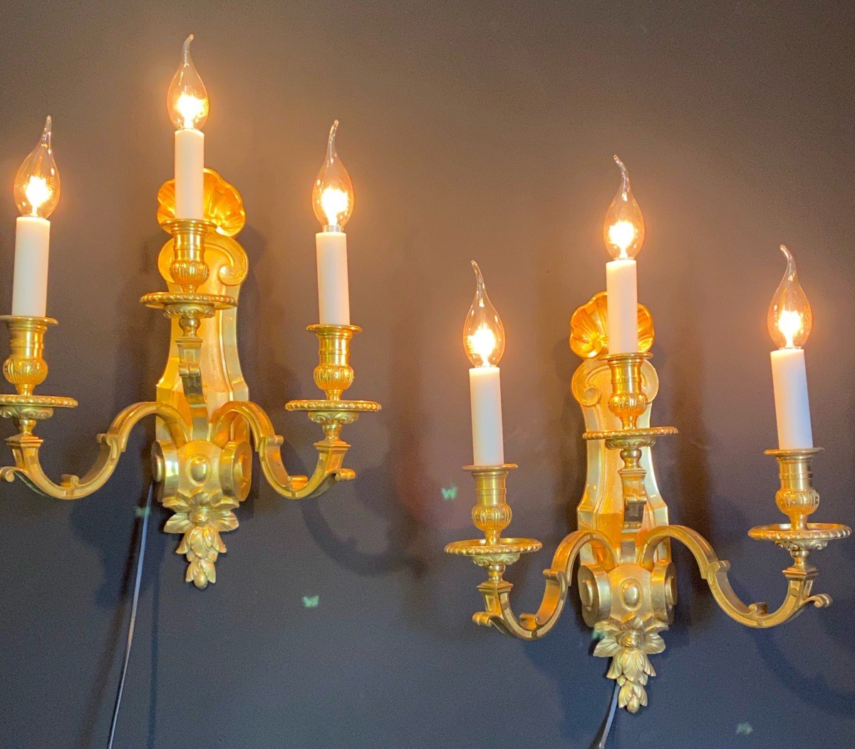 Pair Of Gilt Bronze Sconces