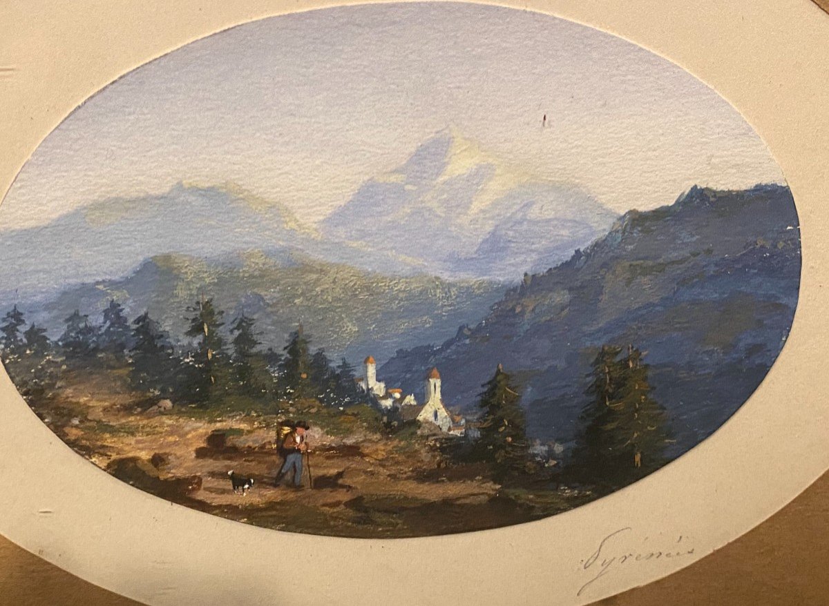 Painting, Gouache Representing The Pyrenees-photo-4