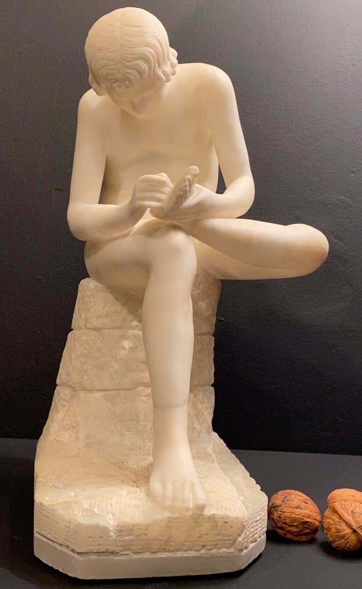 Alabaster Sculpture, The Thorn Shooter