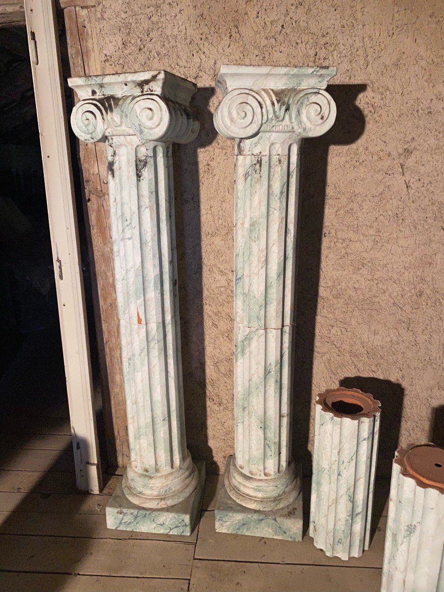 Pair Of Very Tall Faux Marble Columns-photo-4