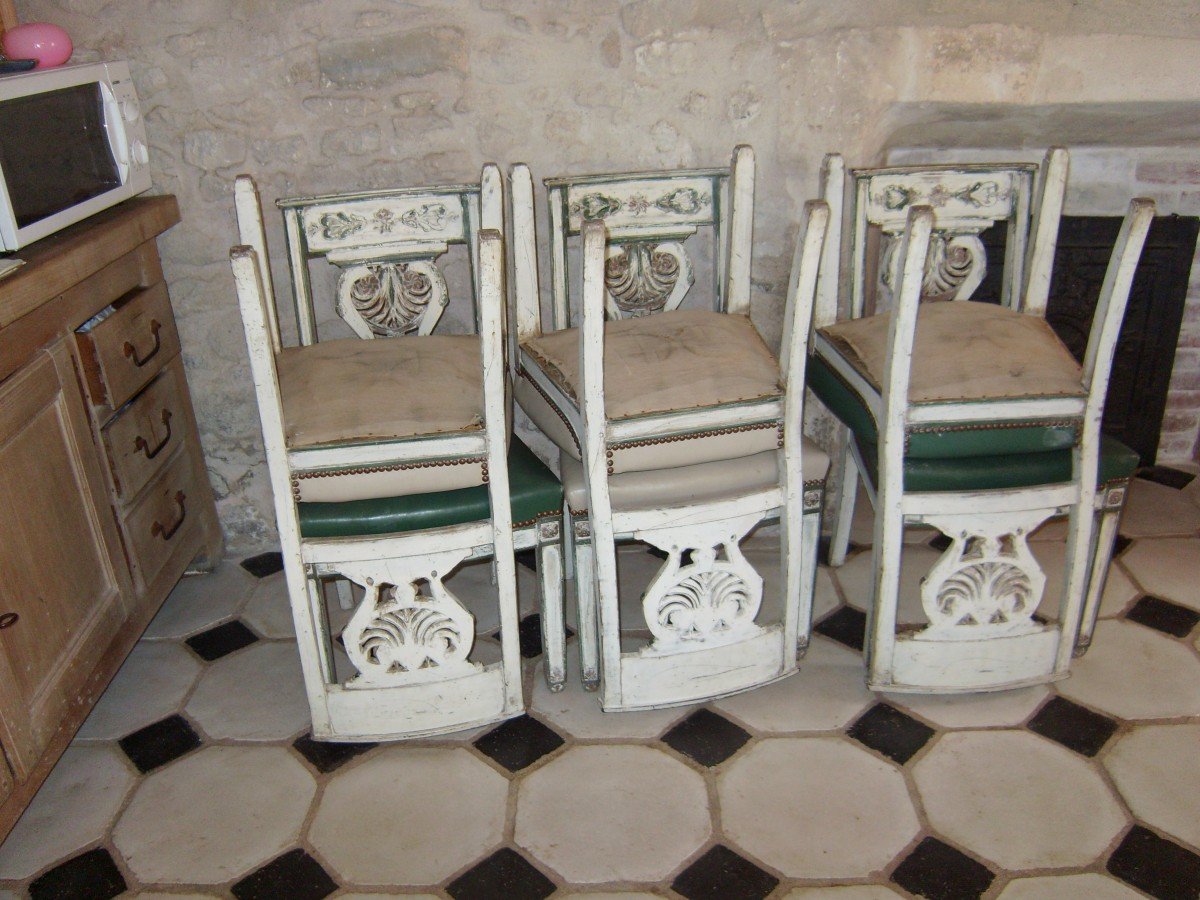 Series Of Six Painted Chairs-photo-3