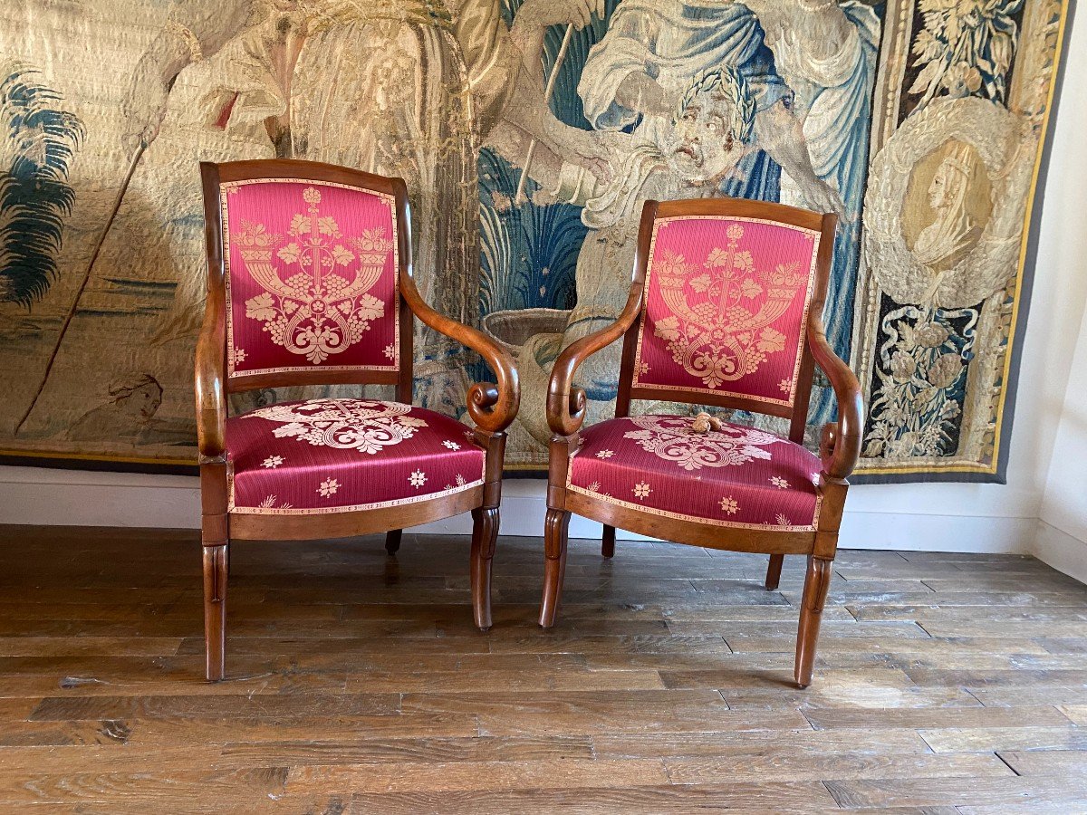 Pair Of Mahogany Armchairs 19th Century-photo-2