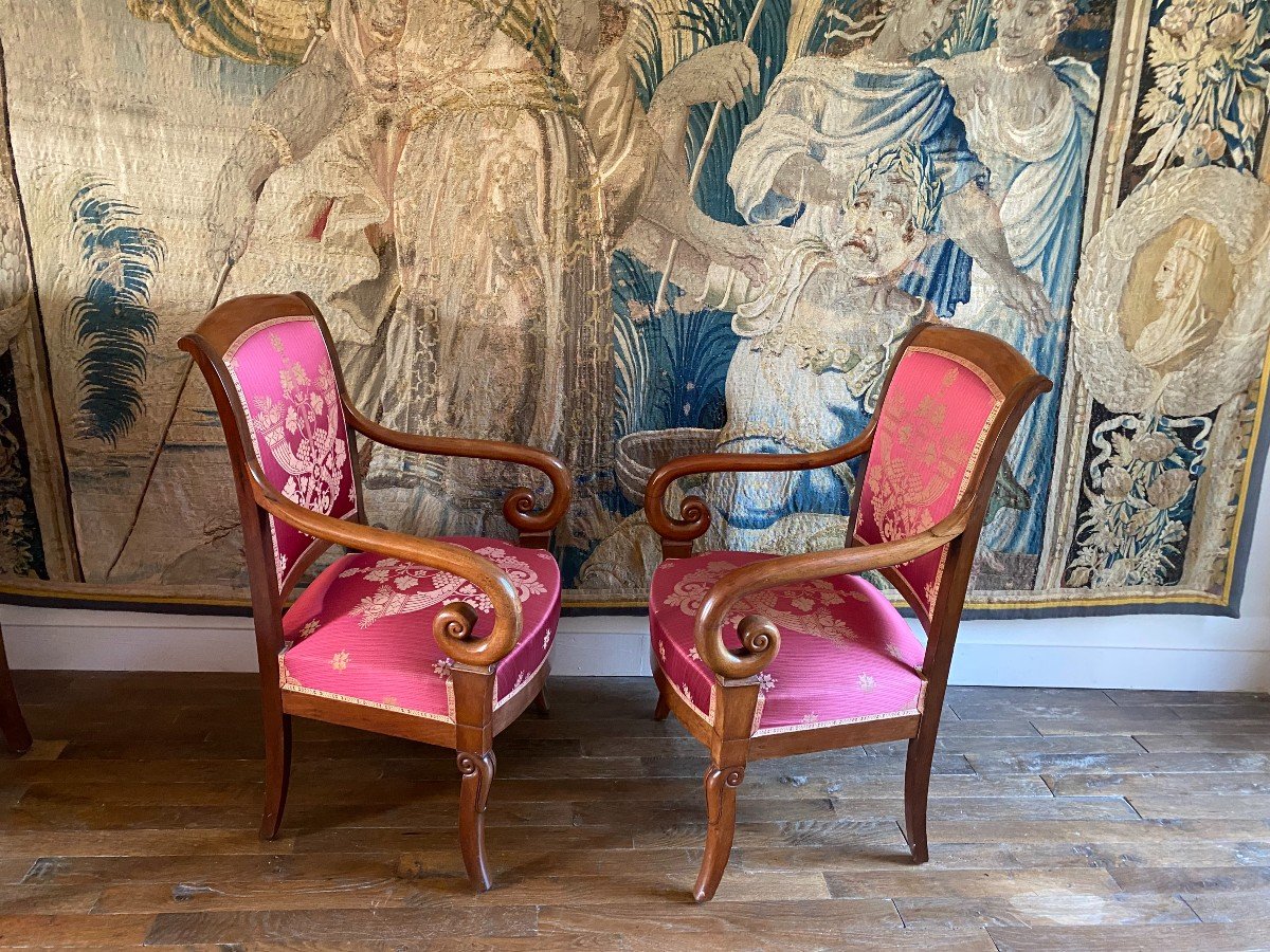 Pair Of Mahogany Armchairs 19th Century-photo-3