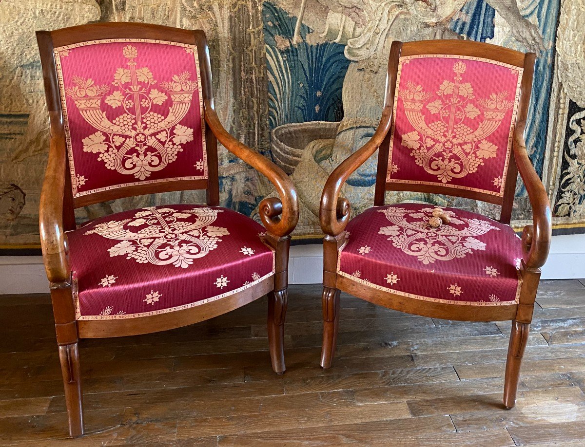 Pair Of Mahogany Armchairs 19th Century