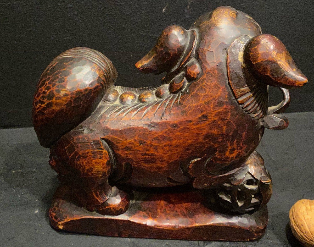 Golden Wooden Foo Dog-photo-4