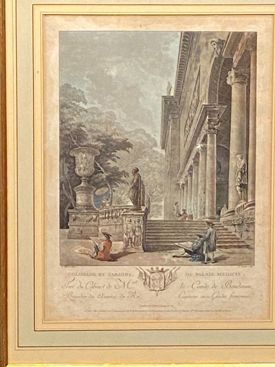 Pair Of Engravings, Architectural Caprices, Hubert Robert-photo-1