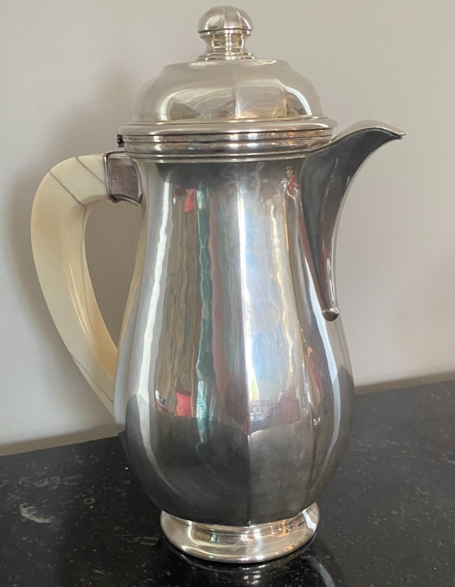 Tea, Coffee And Samovar Service With Its Tray In Solid Silver By Auger Frères-photo-1