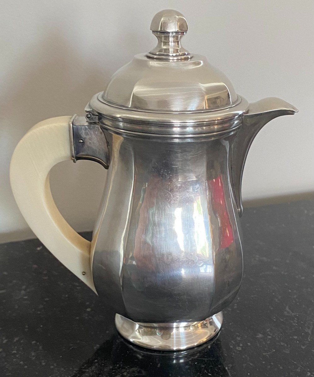 Tea, Coffee And Samovar Service With Its Tray In Solid Silver By Auger Frères-photo-3