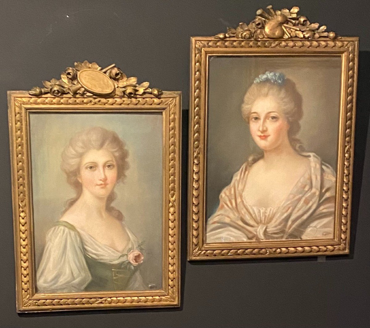 Two Pastels, Portraits Of Women