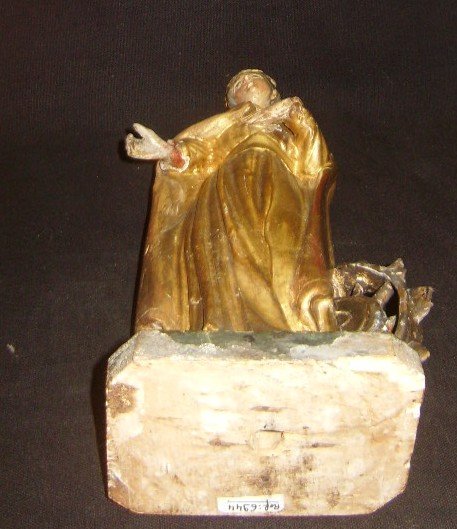 Saint Catherine, Small Gilded Wooden Statue-photo-3