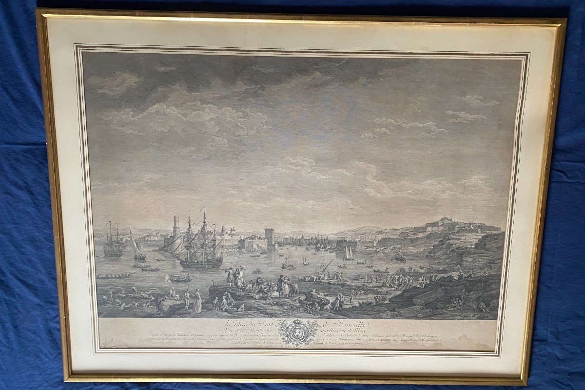 Gravure XVIII°, l'Entrée Dans Le Port De Marseille-photo-2