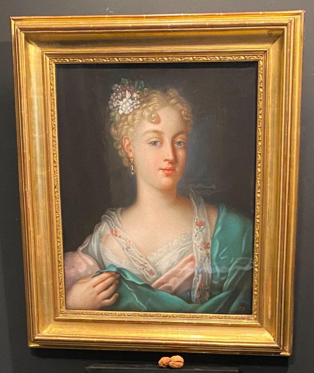 Painting, Pastel Of A Woman In The Style Of Rosalba Carriera-photo-2