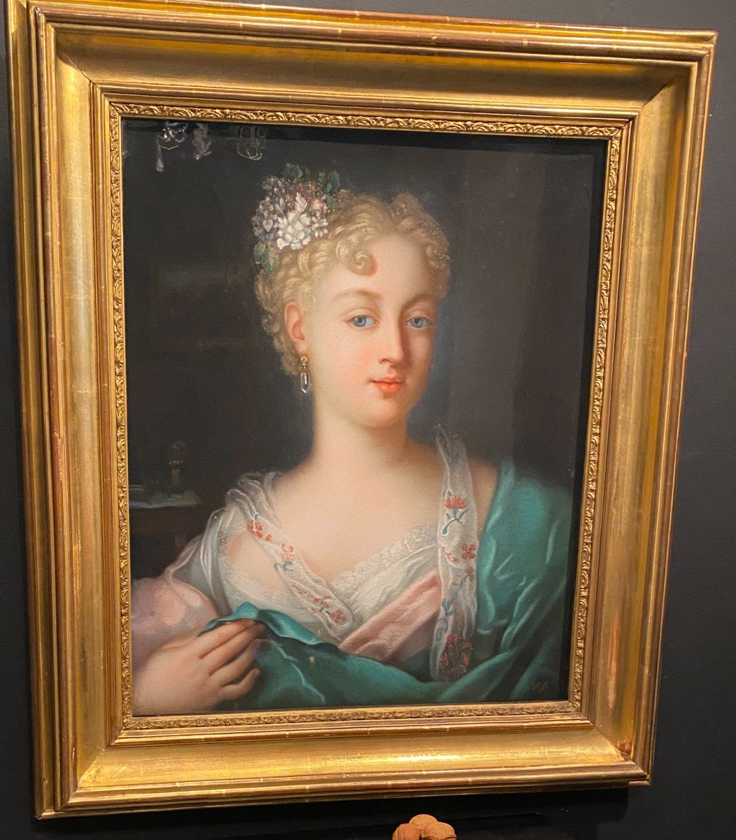 Painting, Pastel Of A Woman In The Style Of Rosalba Carriera-photo-3