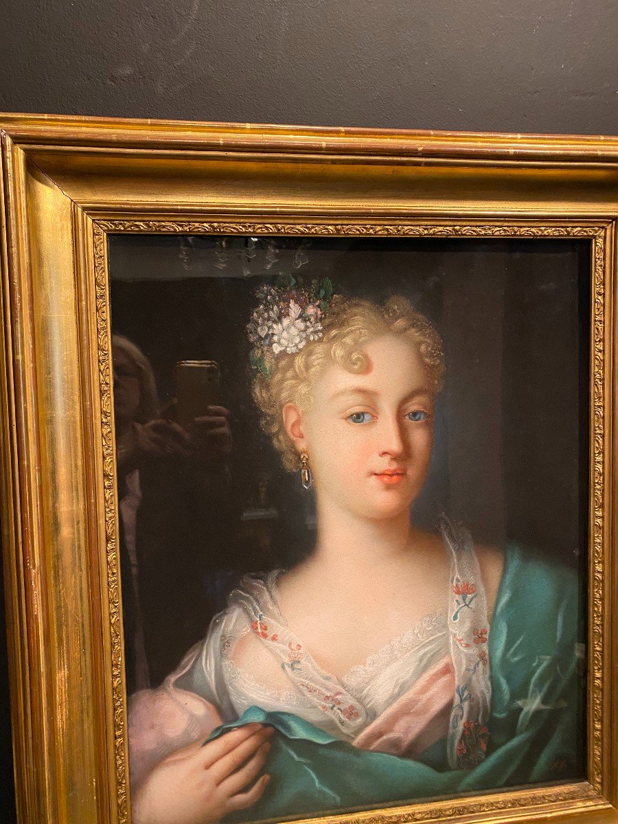 Painting, Pastel Of A Woman In The Style Of Rosalba Carriera-photo-2