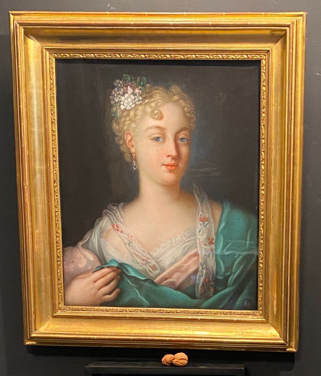 Painting, Pastel Of A Woman In The Style Of Rosalba Carriera