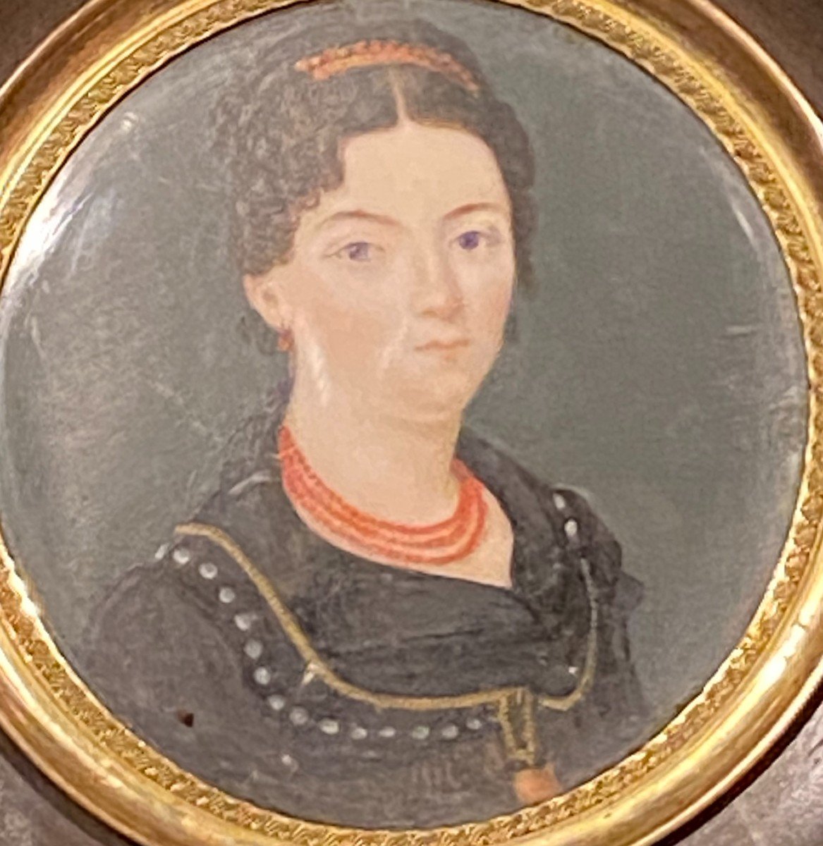 19th Century Miniature, Portrait Of A Woman-photo-2