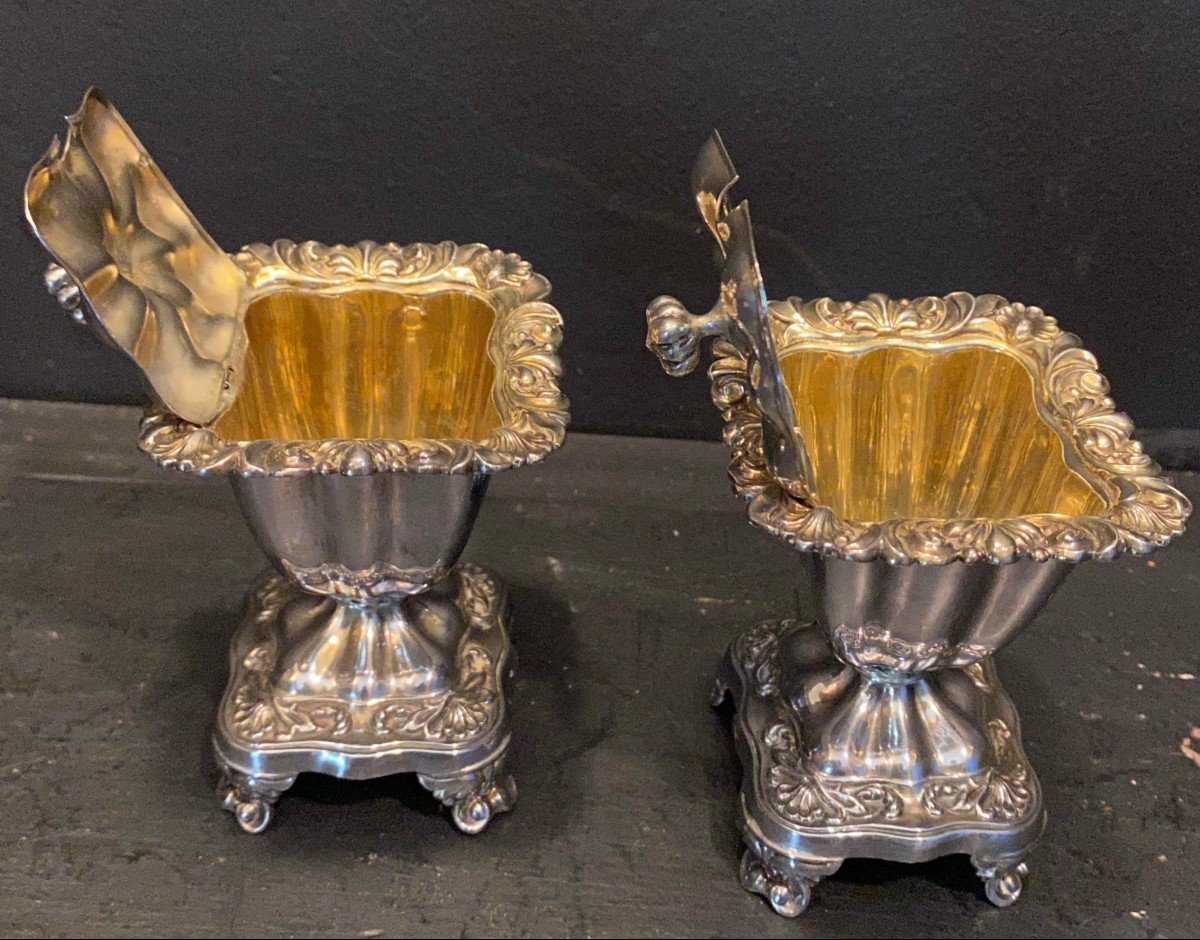 Pair Of 19th Century Solid Silver Mustard Pots-photo-3